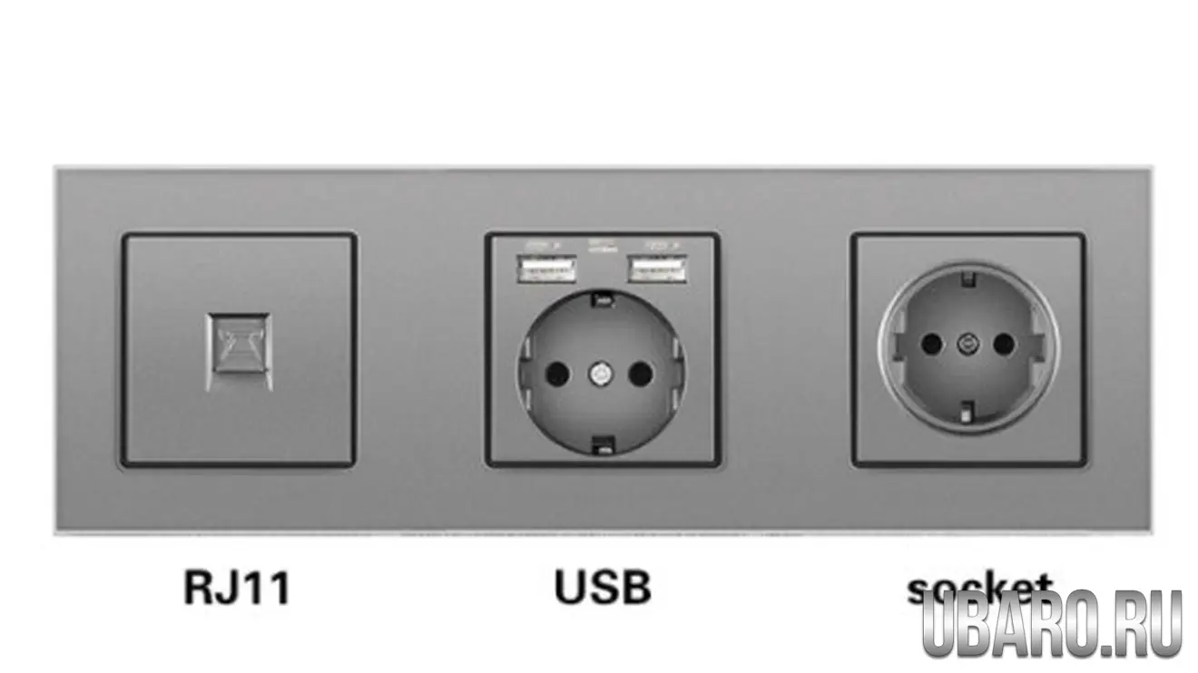 Телефон -USB-розетка -розетка RJ11-1-U1-H1