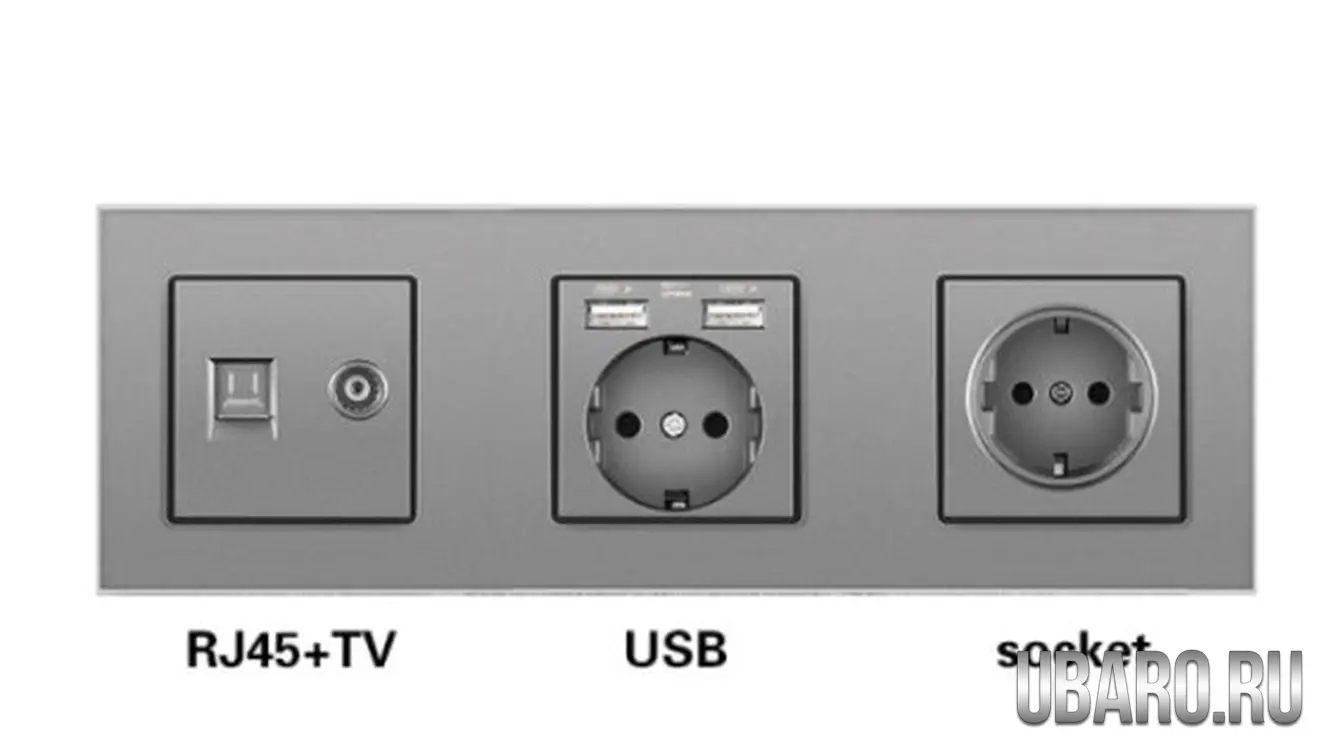 Телефон-телевизор-USB-розетка-розетка RJ45TV-U1-H1