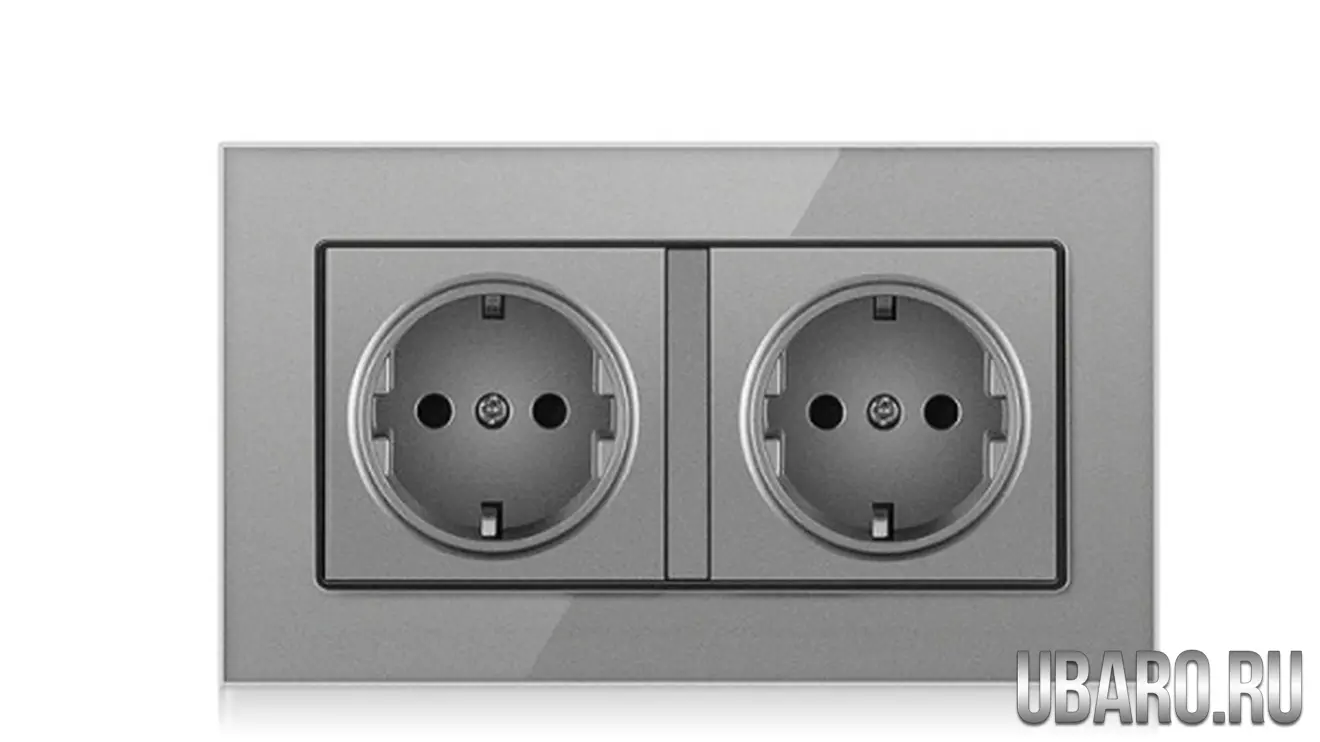 Розетка двойная серая DS-146-H2 (36)