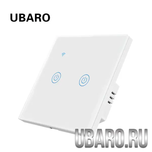 Сенсорный WIFI выключатель двухклавишный белый