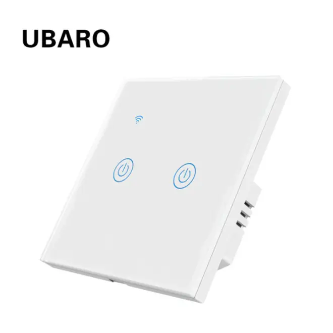 Сенсорный WIFI выключатель двухклавишный белый