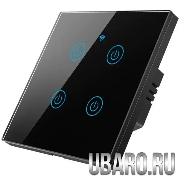 Сенсорный Wifi выключатель четырехклавишный черный