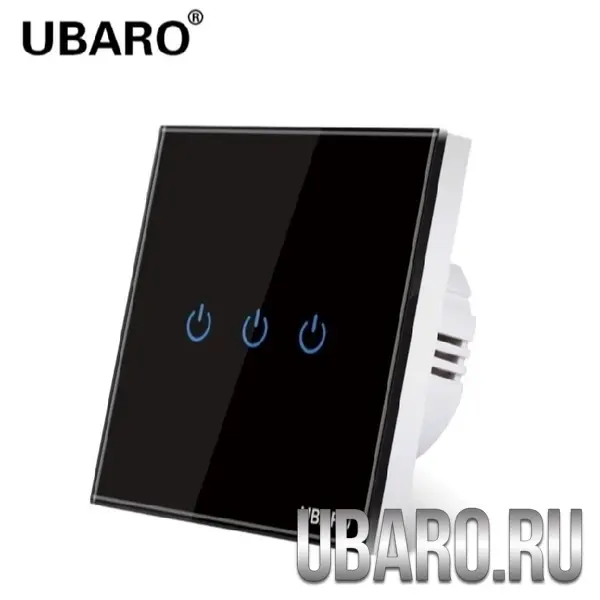 Сенсорный выключатель трехклавишный  черный LG-BW3X (3)