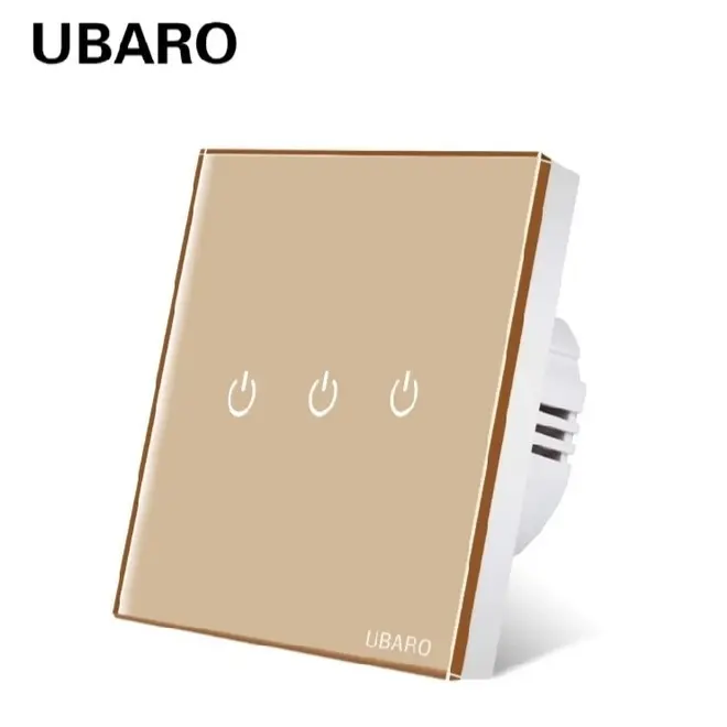 Сенсорный выключатель трехклавишный золотой LG-JW3X (9)