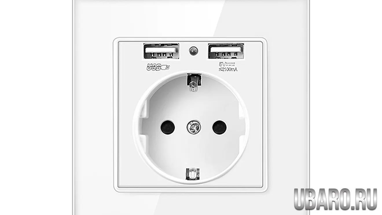 Розетка одинарная белая с USB разъемом DS-86-U1-W (50)