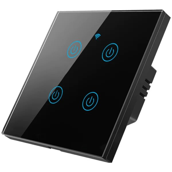 Сенсорный Wifi выключатель четырехклавишный черный